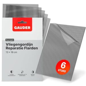 GAUDER Vliegengordijn Reparatie Flarden (130 x 180 mm) | Vliegenhor Reparatieset | Voor Vliegengaas, Vliegenhor Deur en Raam (6 stuks)