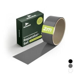 Nematek - Vliegengaas, reparatieset, 2 meter, reparatieband voor muggennet, insectenbescherming, deur en vliegengaas, antraciet